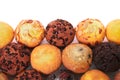 Selection of various muffin cakes top view