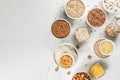 Various types cereal grains groats Royalty Free Stock Photo