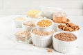 Various types cereal grains groats Royalty Free Stock Photo
