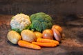 Selection of vegetables against a dark background Royalty Free Stock Photo