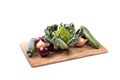 Selection of vegetables on a wooden board