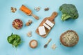 Selection of vegetarian protein sources - healthy diet concent