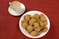 Selection of whole grain crackers with coffee. Integral Cookies. Royalty Free Stock Photo