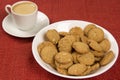 Selection of whole grain crackers with coffee. Integral Cookies. Royalty Free Stock Photo