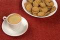 Selection of whole grain crackers with coffee. Integral Cookies. Royalty Free Stock Photo