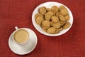 Selection of whole grain crackers with coffee. Integral Cookies. Royalty Free Stock Photo