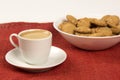 Selection of whole grain crackers with coffee. Integral Cookies. Royalty Free Stock Photo