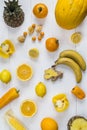 Selection of yellow fruit and vegetables Royalty Free Stock Photo