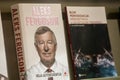 Selective blur on the autobiography book of Alex Ferguson in a bookstore.