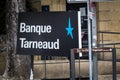 Selective blur on a banque tarneaud bank logo on their agency in Bergerac.