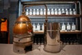 Selective blur on a copper alcohol alembic, or still, used in Belgrade, Serbia, to produce brandy and rakija and gin