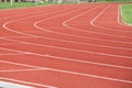 Selective blur on the curve on a running track, an athletics field used for athletism competition, like sprint, or running race