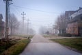 Selective blur on an empty road and street in the village of Vladimirovac in Vojvodina, Banat, Serbia, in the countryside