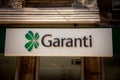 Selective blur on a Garanti Bank logo on an office in Istanbul.