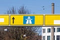 Selective blur on a german roadsign in Wuppertal, Germany, indicating directions to autobahn motorway. Such highways are known to