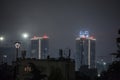 Selective blur on an old decaying building facing modern skyscraper towers in a redevolpment project of Belgrade, Serbia Royalty Free Stock Photo