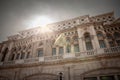Selective blur on Panorama of the Romanian palace of parliament in Bucharest, symbol of romanian communism, called Casa Poporului Royalty Free Stock Photo