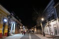 Selective blur on People, families,  walking on Njegoseva ulica street, a pedestrian street of the center of Pancevo Royalty Free Stock Photo