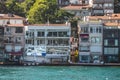 Selective blur on a QNB Finansbank logo on an office in Istanbul.