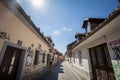 Selective blur on the Trubarjeva cesta street with people passing by in summer. Royalty Free Stock Photo