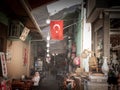 Selective blur on turks, sitting at crowded terraces of cafes and coffee places