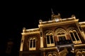 Selective blur on Vladicanski Dvor, the Bishop Episcopal palace with its typical Austro hungarian architecture, at night Novi Sad