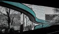 Selective color of the turquoise Troja pedestrian bridge in Prague during the daytime