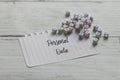 Selective focus of alphabet beads and paper written with Personal Data on white wooden background Royalty Free Stock Photo