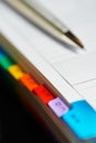 Closeup of alphabetical index of address book with mechanical pencil Royalty Free Stock Photo