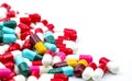 Selective focus of antibiotic capsules pills on blur background