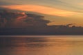 Selective focus on beautiful shades of clouds in tropical sunset