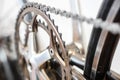 Selective focus on bicycle crank set Royalty Free Stock Photo