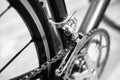 Selective focus on bicycle crank set Royalty Free Stock Photo
