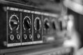 Selective focus of black and white  Old amplifier Close up Royalty Free Stock Photo