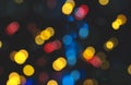 Selective focus Blurry bokeh colouful lights at night. Abstract of multicolored ligh on dark blue background, Christmas or Holiday Royalty Free Stock Photo