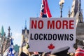 Sign at protest against coronavirus laws Royalty Free Stock Photo