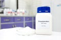 Selective focus of a bottle of Propylparaben paraben pure chemical compound used as preservative in cosmetics and pharmaceutical Royalty Free Stock Photo