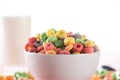 Focus of bright multicolored breakfast cereal in bowl Royalty Free Stock Photo