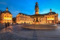 People enjoy visiting Place de la Bourse at twilight Royalty Free Stock Photo