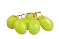 Selective focus of bunch green grapes isolated on white Royalty Free Stock Photo