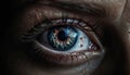 Selective focus captures abstract beauty of blue eyed human gaze generated by AI Royalty Free Stock Photo