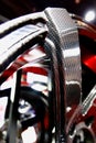 Selective focus. Car alloy wheels at shop Royalty Free Stock Photo