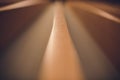 Selective focus center: wood texture. wooden rake.