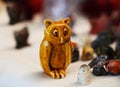 Selective focus of ceramic figurines of small owl Royalty Free Stock Photo