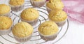 Selective focus. classic homemade muffins are cooled on a wire rack to cool.