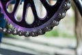 Selective focus close up of parts on a childs bike Royalty Free Stock Photo