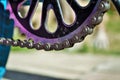 Selective focus close up of parts on a childs bike Royalty Free Stock Photo