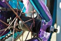 Selective focus close up of parts on a childs bike Royalty Free Stock Photo