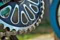 Selective focus close up of parts on a childs bike Royalty Free Stock Photo