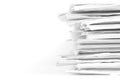 Selective focus of closeup stack of white newspaper paper Royalty Free Stock Photo